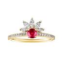 Thumbnail: Ring Yellow gold Ruby and diamonds EverBloom Pavée 4 mm 1