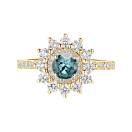 Thumbnail: Ring Yellow gold Blue Grey Sapphire and diamonds Lefkos 5 mm Pavée 1
