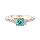 Vignette : Bague Or rose Tourmaline Mint et diamants Baby EverBloom 5 mm Pavée 1