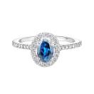 Thumbnail: Ring White gold Sapphire and diamonds Rétromantique Ovale Pavée 2