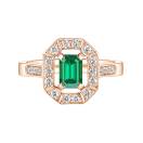 Thumbnail: Ring Rose gold Emerald and diamonds Art Déco 1