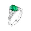 Thumbnail: Ring Platinum Emerald and diamonds Rétromantique Tiare Pavée 2