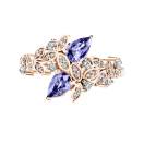 Vignette : Bague Or rose Tanzanite et diamants EverBloom Toi & Moi 1