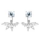 Vignette : Boucles d'oreilles Or blanc Aigue-marine et diamants EverBloom Symétriques 1