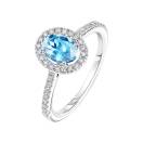 Vignette : Bague Platine Topaze et diamants Rétromantique Ovale Pavée 1