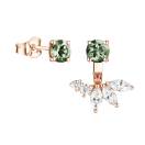 Vignette : Boucles d'oreilles Or rose Saphir Vert et diamants EverBloom Asymétriques 1