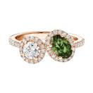 Vignette : Bague Or rose Saphir Vert et diamants AlterEgo Ovale L 1