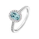 Thumbnail: Ring White gold Aquamarine and diamonds Rétromantique Ovale Pavée 2