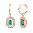 Thumbnail: Earrings Rose gold Emerald and diamonds Art Déco 1