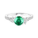 Thumbnail: Ring Platinum Emerald and diamonds Baby EverBloom 6 mm Pavée 1