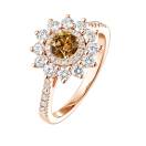 Thumbnail: Ring Rose gold Cognac Diamond and diamonds Lefkos 5 mm Pavée 2