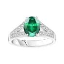 Thumbnail: Ring Platinum Emerald and diamonds Rétromantique Tiare Pavée 1