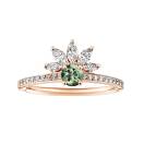 Vignette : Bague Or rose Saphir Vert et diamants EverBloom Pavée 4 mm 1