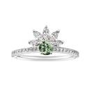 Thumbnail: Ring Platinum Green Sapphire and diamonds EverBloom Pavée 4 mm 1