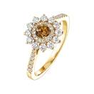 Thumbnail: Ring Yellow gold Cognac Diamond and diamonds Lefkos 4 mm Pavée 2