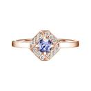 Thumbnail: Ring Rose gold Tanzanite and diamonds Plissage Rond 4 mm 1