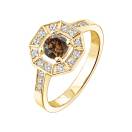Thumbnail: Ring Yellow gold Chocolate Diamond and diamonds Art Déco Rond 5 mm 2