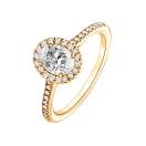 Thumbnail: Ring Yellow gold Diamond Rétromantique Ovale Pavée 2