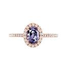 Thumbnail: Ring Rose gold Tanzanite and diamonds Rétromantique Ovale Pavée 1