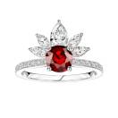 Thumbnail: Ring Platinum Garnet and diamonds EverBloom Pavée 1