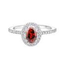 Thumbnail: Ring Platinum Garnet and diamonds Rétromantique Ovale Pavée 2