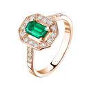 Thumbnail: Ring Rose gold Emerald and diamonds Art Déco 2