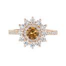 Thumbnail: Ring Rose gold Cognac Diamond and diamonds Lefkos 4 mm Pavée 1