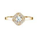 Thumbnail: Ring Yellow gold Aquamarine and diamonds Plissage Rond 4 mm 1