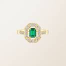 Ring Yellow gold Emerald and diamonds Art Déco 1