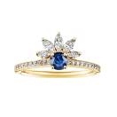 Thumbnail: Ring Yellow gold Sapphire and diamonds EverBloom Pavée 4 mm 1