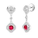 Thumbnail: Earrings White gold Ruby and diamonds Plissage 1