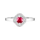 Thumbnail: Ring White gold Ruby and diamonds Plissage Rond 4 mm 1