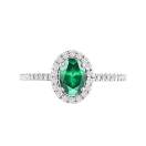 Thumbnail: Ring Platinum Emerald and diamonds Rétromantique Ovale Pavée 1