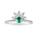 Thumbnail: Ring White gold Emerald and diamonds EverBloom Pavée 4 mm 1