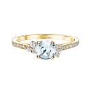 Thumbnail: Ring Yellow gold Aquamarine and diamonds Baby EverBloom 5 mm Pavée 1