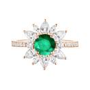 Thumbnail: Ring Rose gold Emerald and diamonds EverBloom Prima 1
