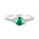 Thumbnail: Ring Platinum Emerald and diamonds Baby EverBloom 5 mm Pavée 1