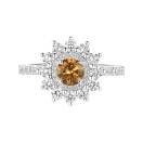 Thumbnail: Ring White gold Cognac Diamond and diamonds Lefkos 4 mm Pavée 1