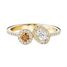 Thumbnail: Ring Yellow gold Cognac Diamond and diamonds AlterEgo Ovale 1