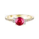 Thumbnail: Ring Yellow gold Ruby and diamonds Baby EverBloom 5 mm Pavée 1