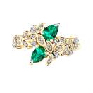 Thumbnail: Ring Yellow gold Emerald and diamonds EverBloom Toi & Moi 1