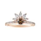 Thumbnail: Ring Rose gold Chocolate Diamond and diamonds EverBloom Pavée 4 mm 1