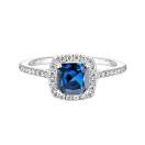 Thumbnail: Ring White gold Sapphire and diamonds Rétromantique Coussin Pavée 2