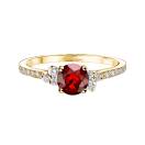 Thumbnail: Ring Yellow gold Garnet and diamonds Baby EverBloom 5 mm Pavée 1
