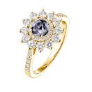 Thumbnail: Ring Yellow gold Grey Spinel and diamonds Lefkos 5 mm Pavée 2