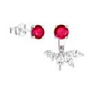 Thumbnail: Earrings White gold Ruby and diamonds EverBloom Asymétriques 1