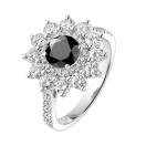 Vignette : Bague Or blanc Spinelle noir et diamants Lefkos 6 mm Pavée 3