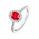 Thumbnail: Ring White gold Ruby and diamonds Rétromantique Ovale Pavée 2