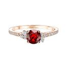 Thumbnail: Ring Rose gold Garnet and diamonds Baby EverBloom 5 mm Pavée 1