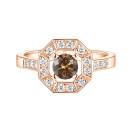 Thumbnail: Ring Rose gold Chocolate Diamond and diamonds Art Déco Rond 5 mm 1